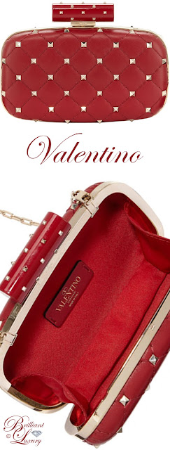 ♦Valentino Garavani Rockstud red spike quilted napa minaudiere bag #valentino #bags #red #brilliantluxury