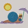  big sun bathing snail cross stitch chart