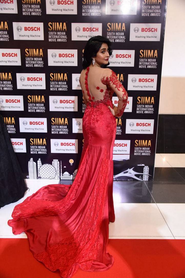Actress Regina Cassandra Photos At SIIMA Awards 2017 In Red Gown