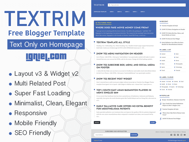 Textrim Blogger Template Text Only on Homepage Textrim Blogger Template Text Only on Homepage
