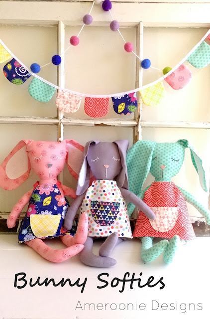 Bunnie Softies made with Cricut Maker cut softie pattern with Cricut Maker