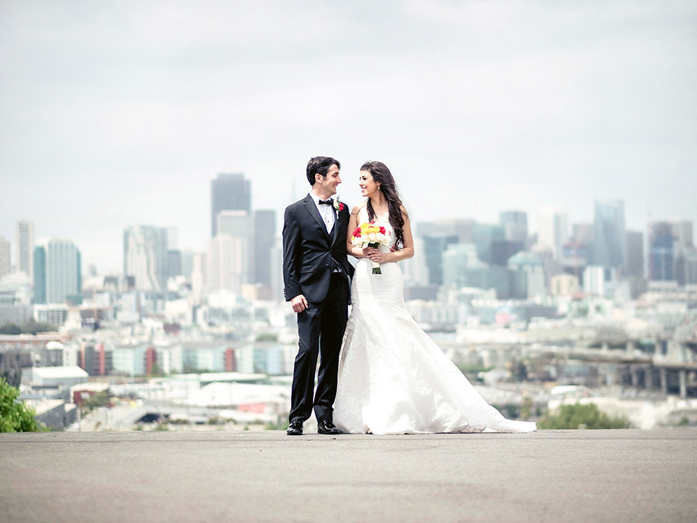 Groom and Bride with San Francisco city view