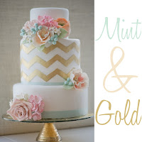 Gold and Mint Chevron Cake