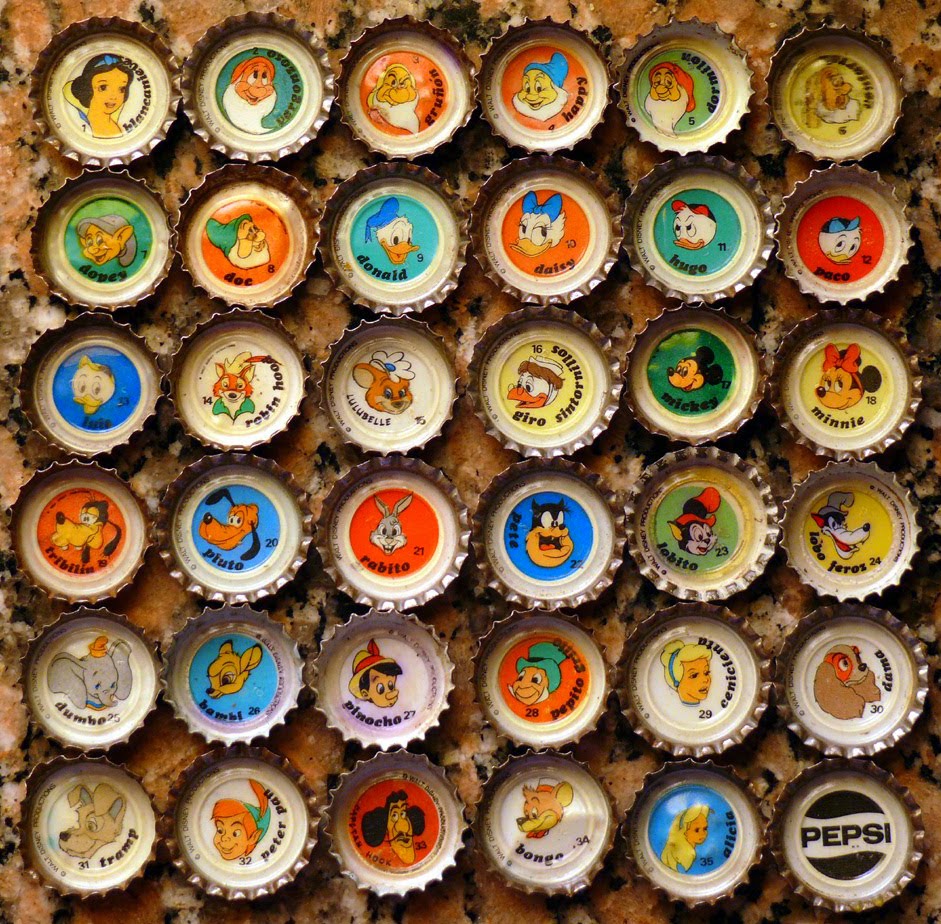 Filmic Light Snow White Archive Pepsi Bottle Caps from Argentina