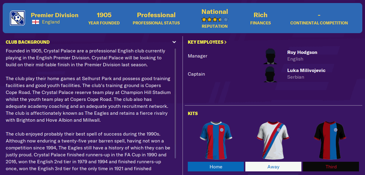 Crystal Palace (English Premier League) FM20 Crystal Palace (English Premier League) FM20