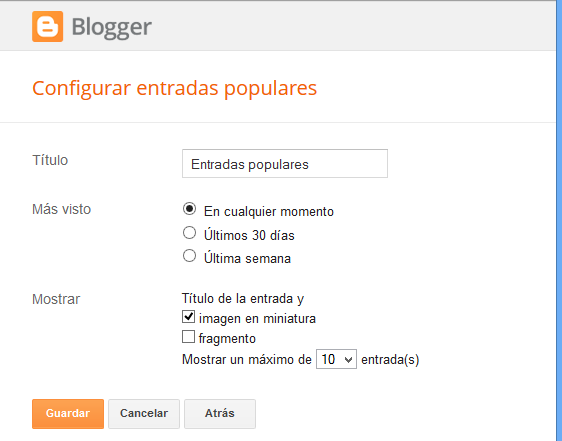 Cómo cambiar de estilos a mis entradas populares de Blogger