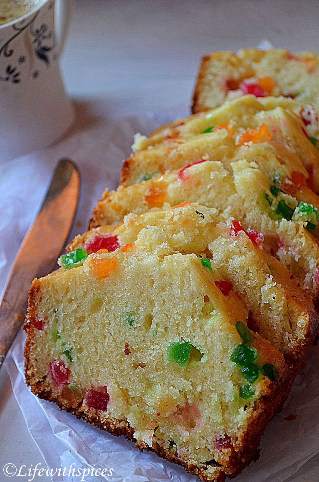 Life with spices: EGGLESS BUTTERLESS TUTTI FRUTTI CAKE
