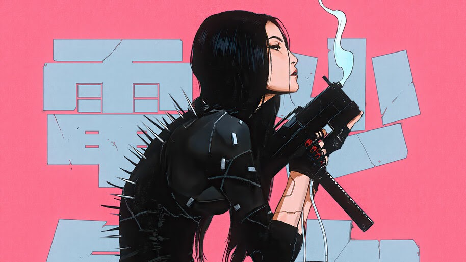 Cyberpunk, Girl, Smoking, Gun, Sci-Fi, 4K, #6.1263