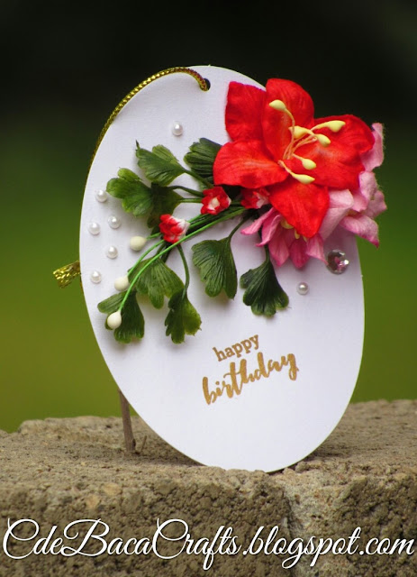 Happy Birthday Gift Tags with flowers and leaves by CdeBaca Crafts Blog