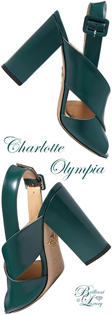 ♦Charlotte Olympia green Theadora leather sandal #pantone #shoes #green #brilliantluxury