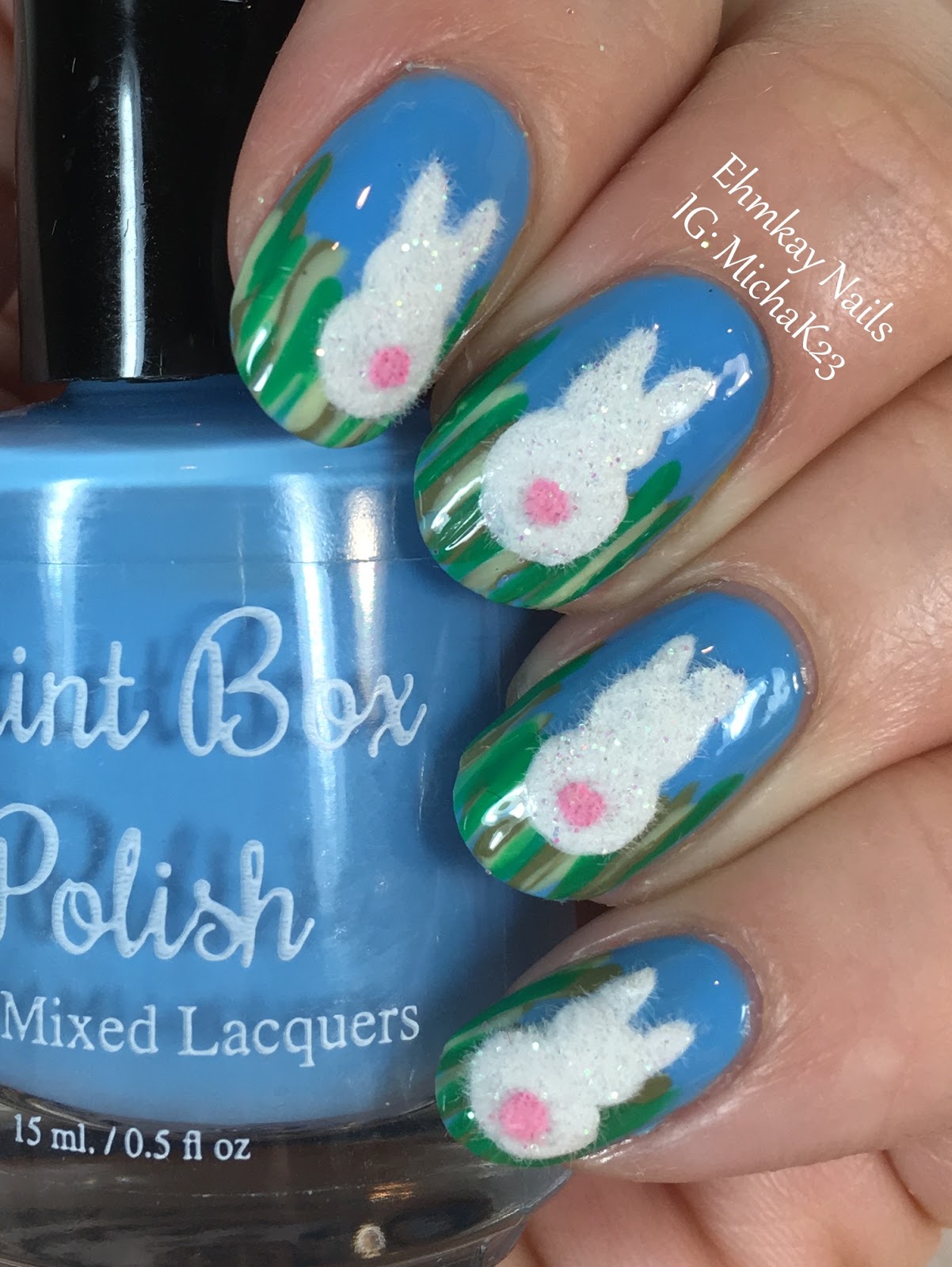 ehmkay nails Easter Nail Art Fuzzy Bunny Bottom Nail Art