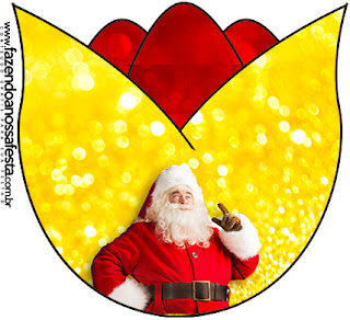 Santa Claus en Rojo y Dorado: Invitaciones o Tarjetas para Imprimir Gratis. Para hacer tulipanes.