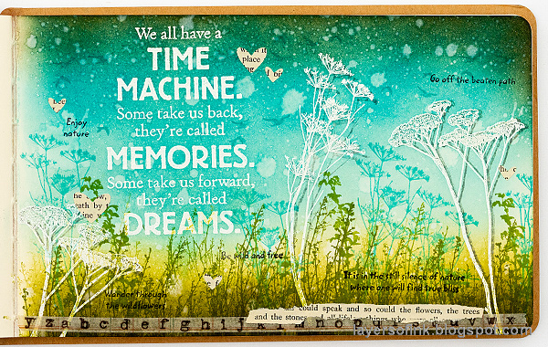 Layers of ink - Time Machine Art Journal Page Tutorial by Anna-Karin Evaldsson. Layers of ink - Time Machine Art Journal Page Tutorial by Anna-Karin Evaldsson. With stamps by Darkroom Door.