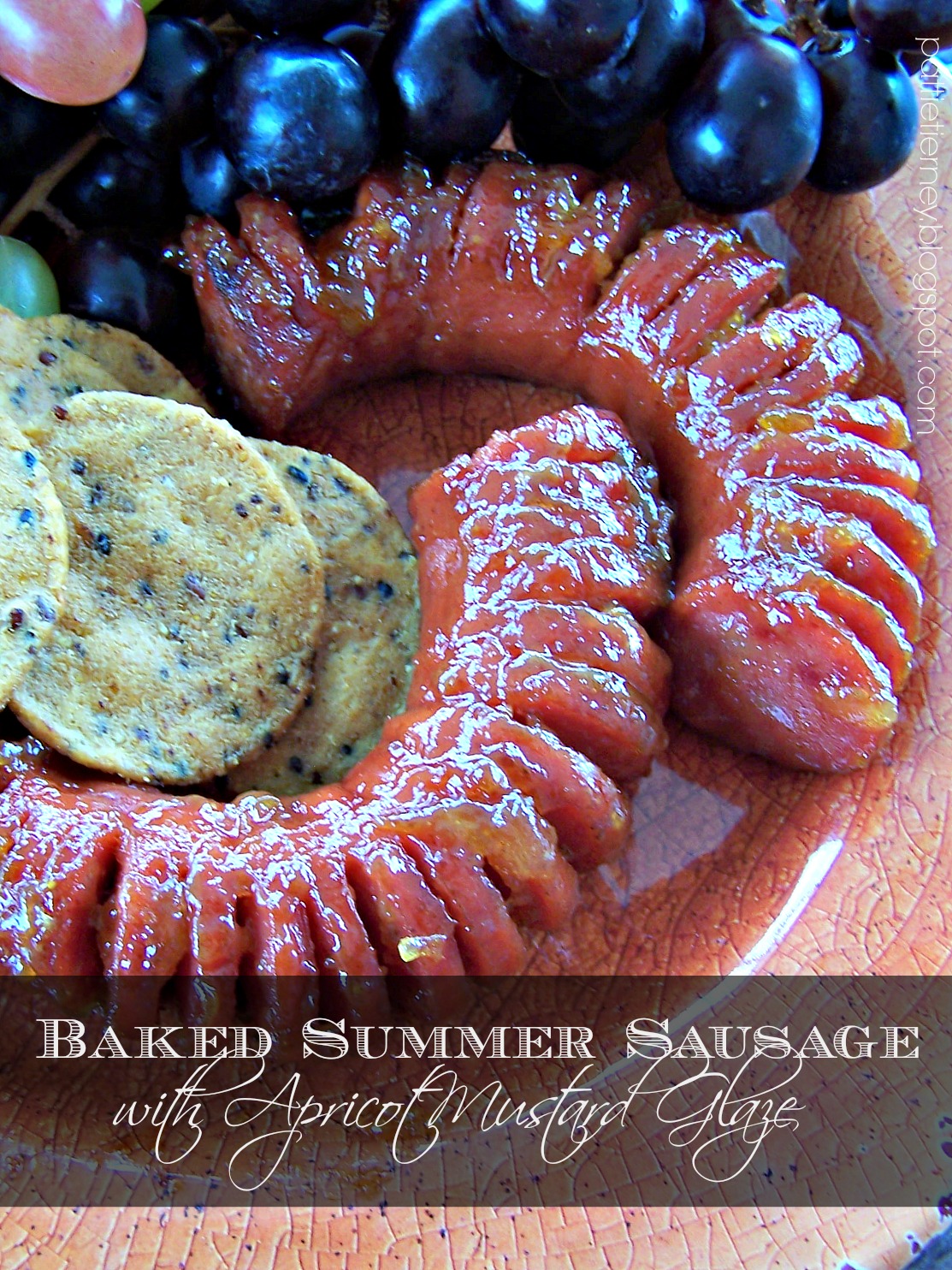OllaPodrida Baked Summer Sausage with Apricot Mustard Glaze