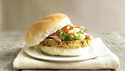 Chickpea Burger with Israeli Salad