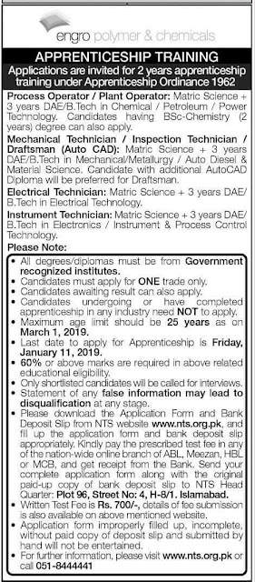Jobs in Engro polymer & chemicals apprenticeship training