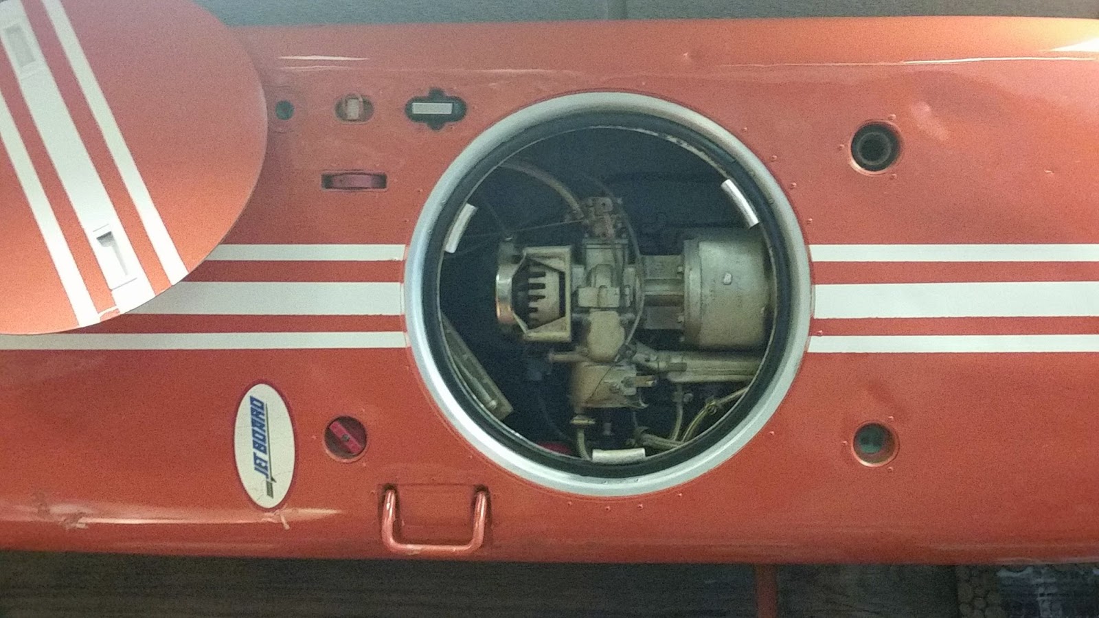 wackyboards Hobie Alter on Motorized Surfboard, 1959 Surf Skimmer