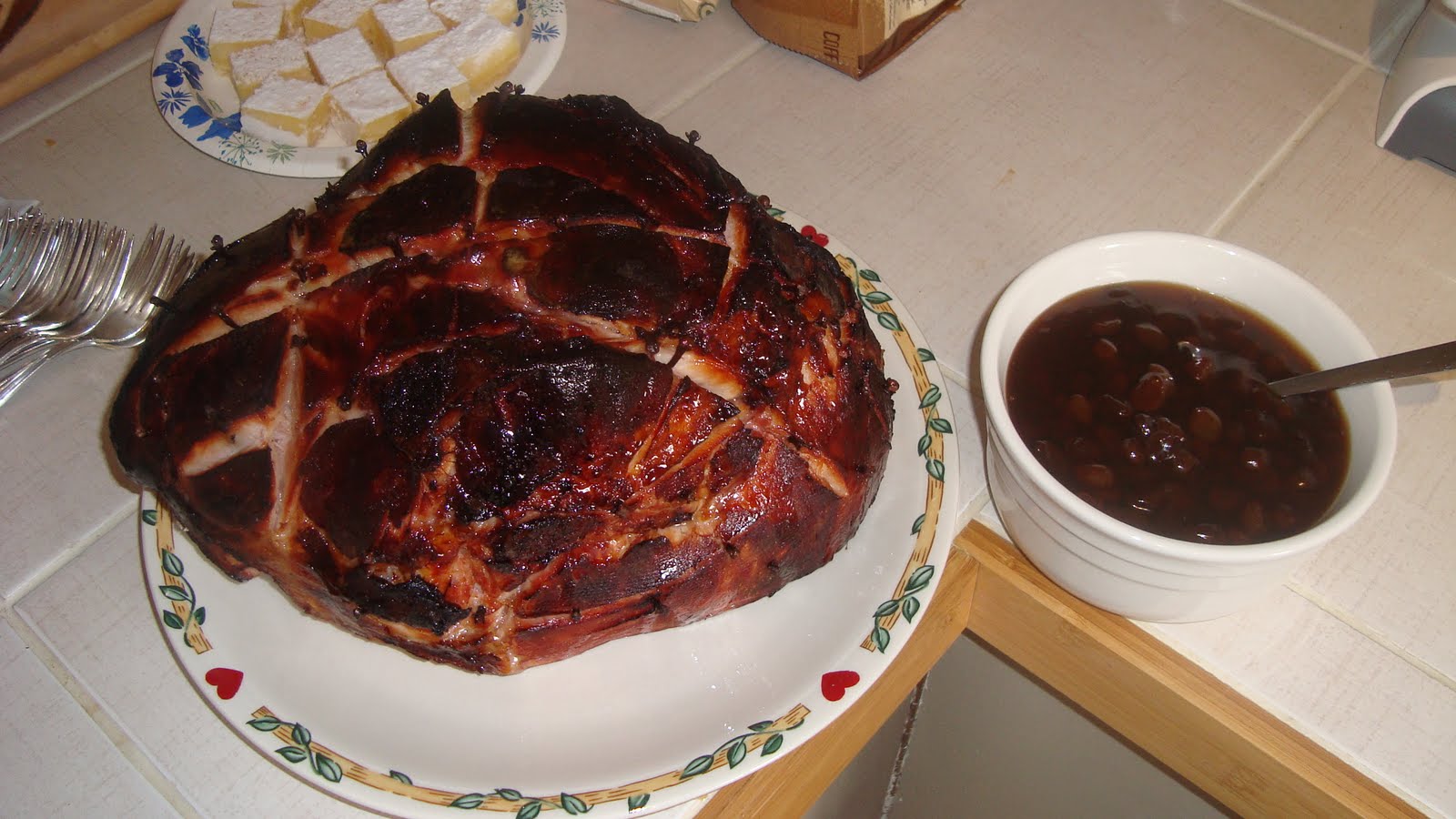 An Egg Without Salt Maple Glazed Ham with Raisin Sauce