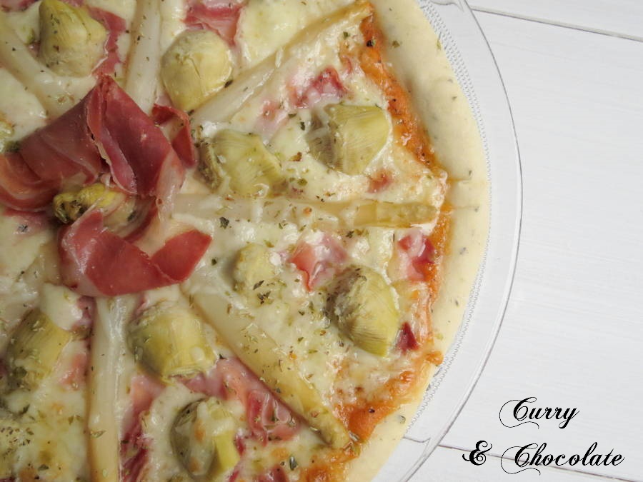 Cooking in English (o intentándolo) Pizza with artichokes and white