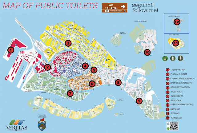 Plan des toilettes à Venise, Murano, Burano, Torcello