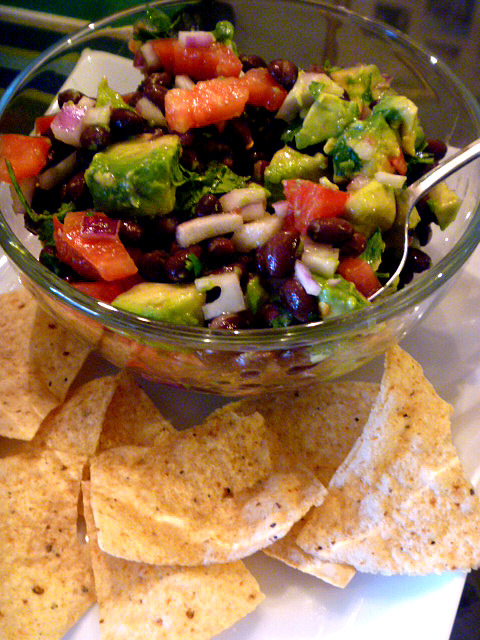 Healthy Black Bean Salsa that is simple and quick to make.  Perfect for any entertaining idea! - Slice of Southern