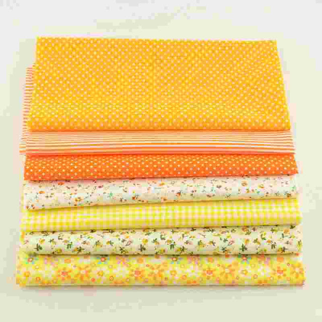 7pcs/lot Multiple Color Cotton Fabric Floral and Dots Design for Home Textile Quilting Meter Desk Decoration Tecido To Patchwork
