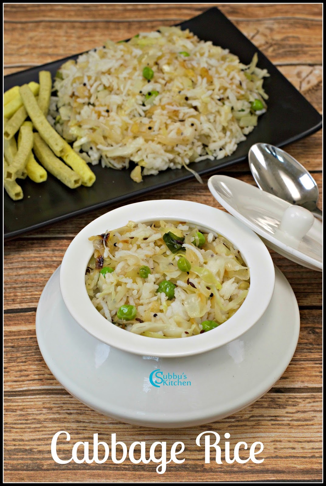 Cabbage Rice Recipe | Kids Lunch Box Dishes - Subbus Kitchen