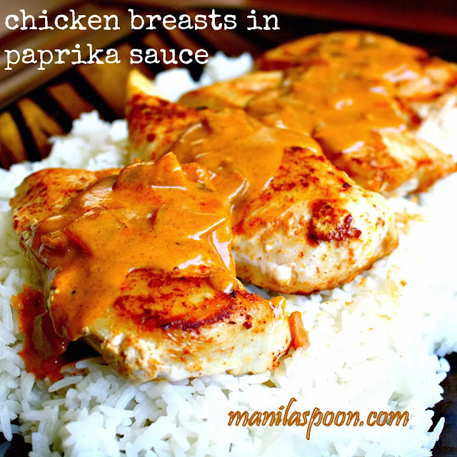 This recipe for Chicken Breasts in Paprika Sauce is truly yummy, pretty easy and perfect for a weeknight family dinner!  | manilaspoon.com