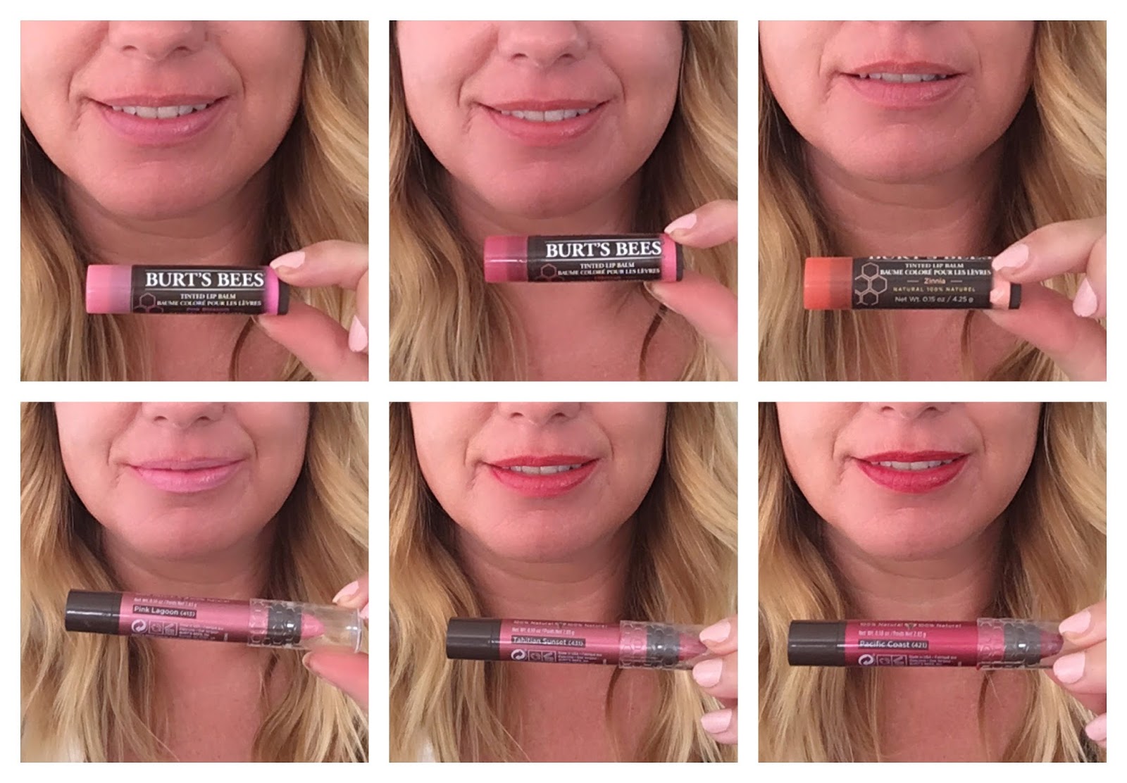 A look at Burt's Bee's lipstick colors on different skin tones Rage