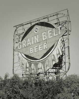 Sepia toned Grain Belt beer sign in Minneapolis Minnesota