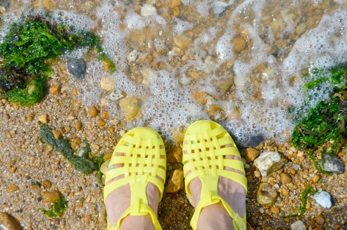 jelly shoes for adults, whitstable beach