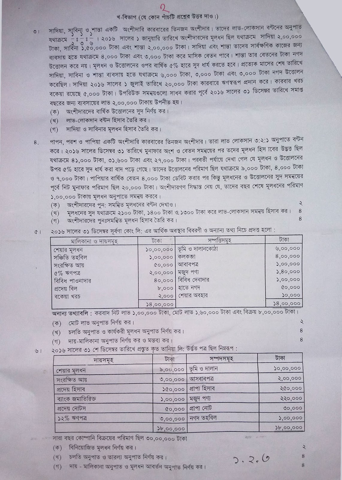 HSC Accounting 1st Paper Suggestion 2023 with Question Paper