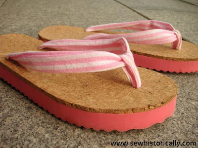 http://www.sewhistorically.com/diy-fabric-cork-flip-flops-tutorial/