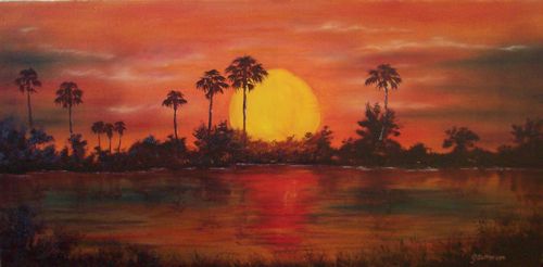 Daily Painters Of Florida Safari Sunset Tropical Beach Sunset Oil