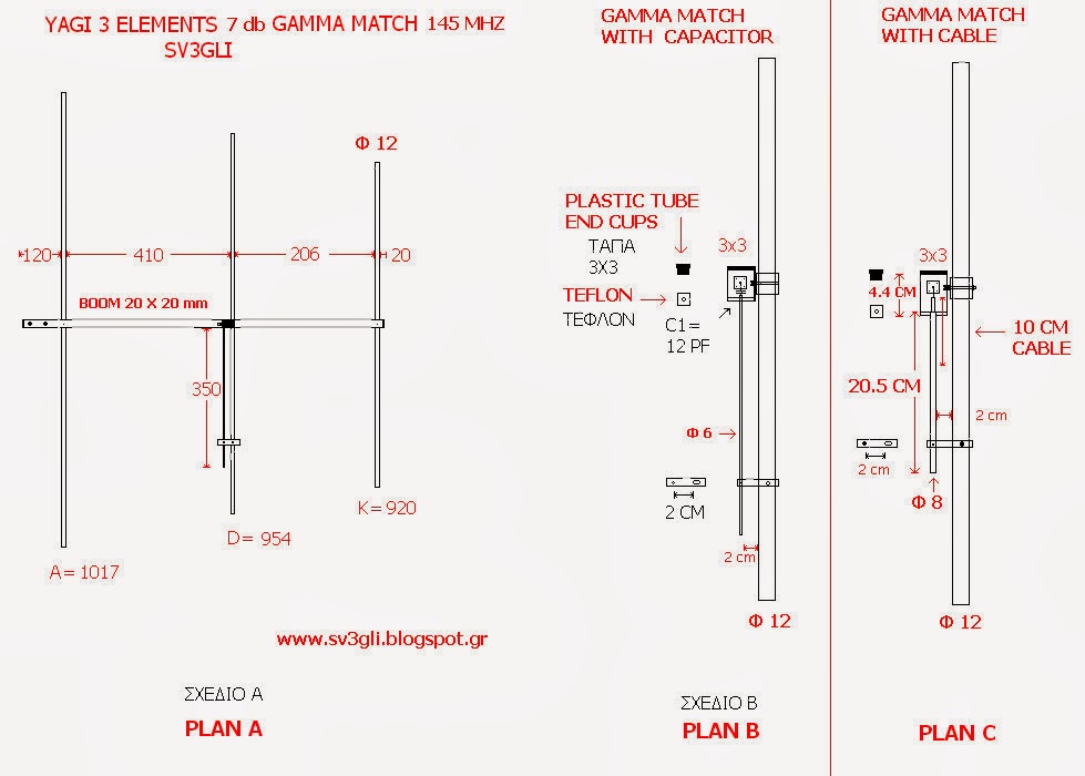 SV3GLI Yagi 3 Elements with Gamma Match Portable.