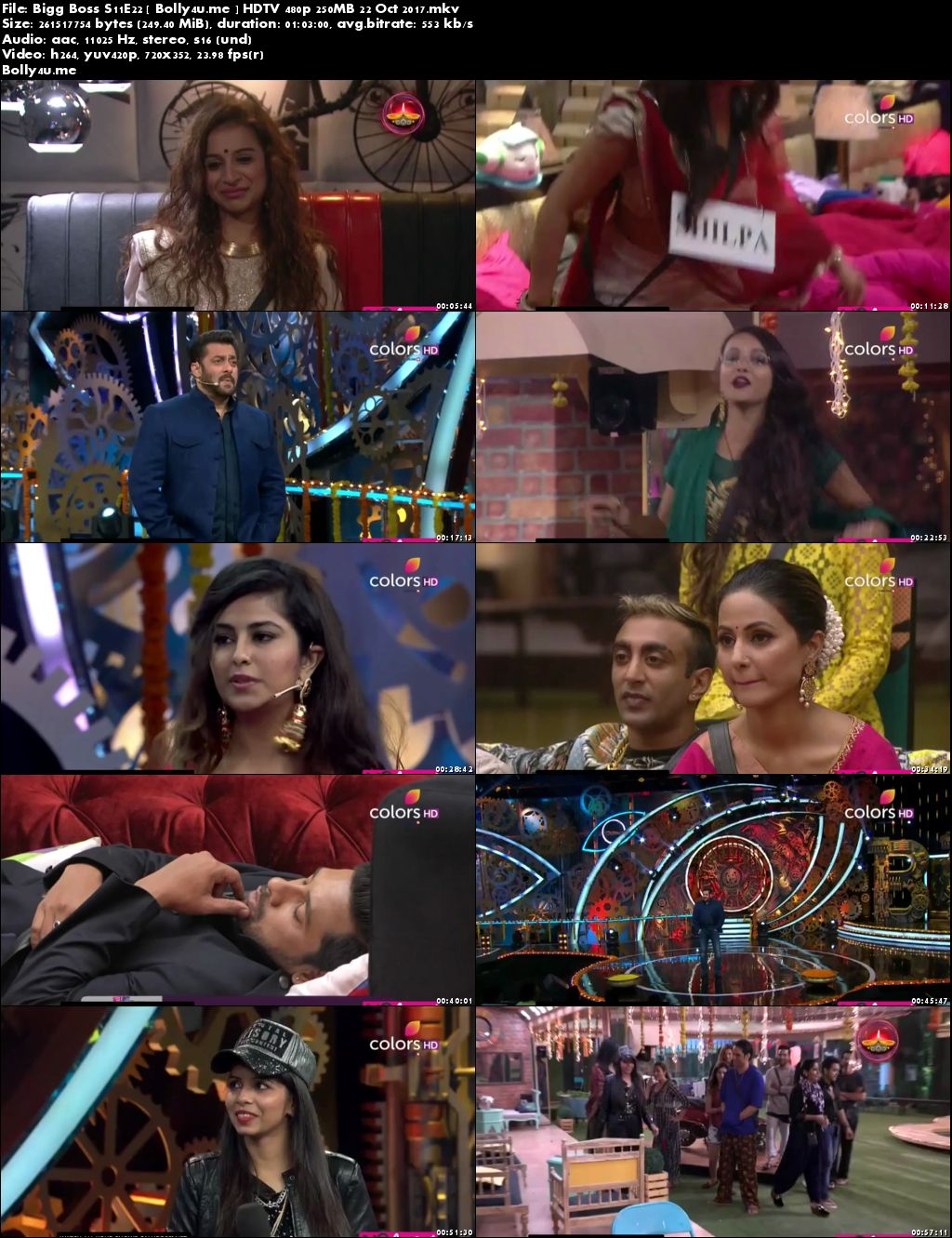 Bigg Boss S11E22 HDTV 480p 250MB 22 Oct 2017 Download