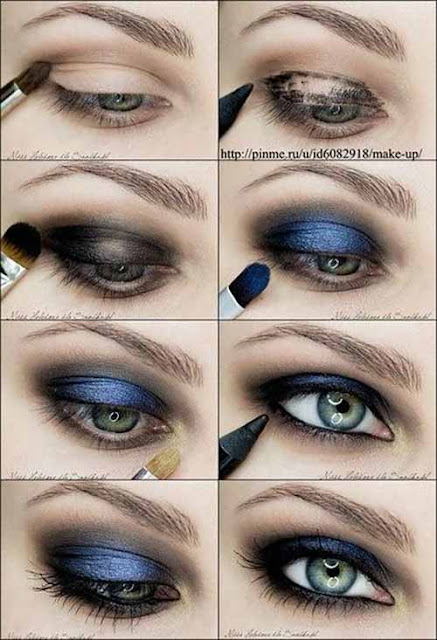 Metallic Blue Smokey Eyeshadow eye+makeup+tutorial+step+by+step