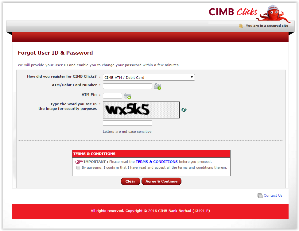 Cimb click reset password