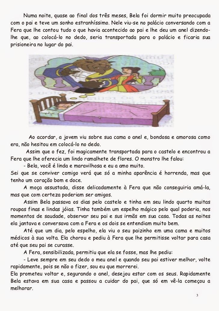 CANTINHO DA EDUCAÇÃO Texto A Bela e a Fera CANTINHO DA EDUCAÇÃO Texto A Bela e a Fera