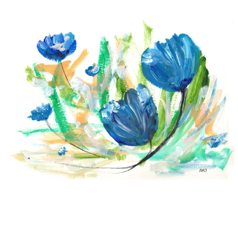 Blue flowers- 5"x7" Art Cards