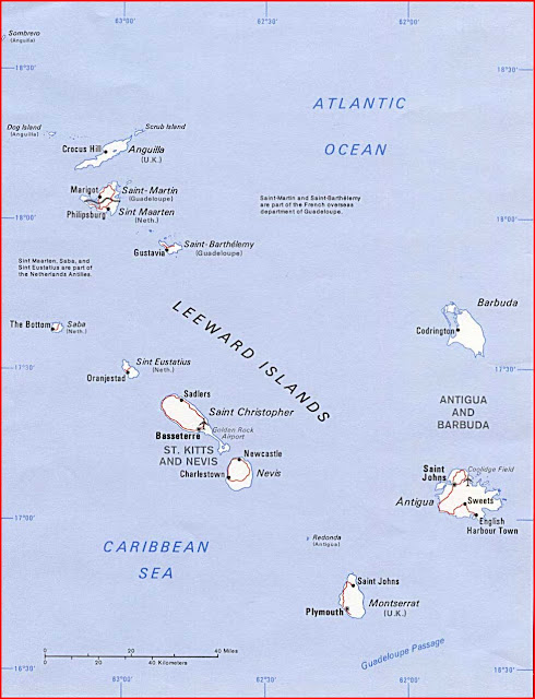 Peta politik Kepulauan Leeward 1989 Gambar Peta politik Kepulauan Leeward 1989