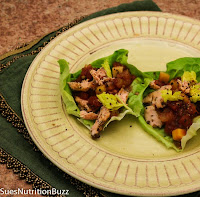 Roasted Salmon Lettuce Wraps w/ Mango Salsa from Sue's Nutrition Buzz 