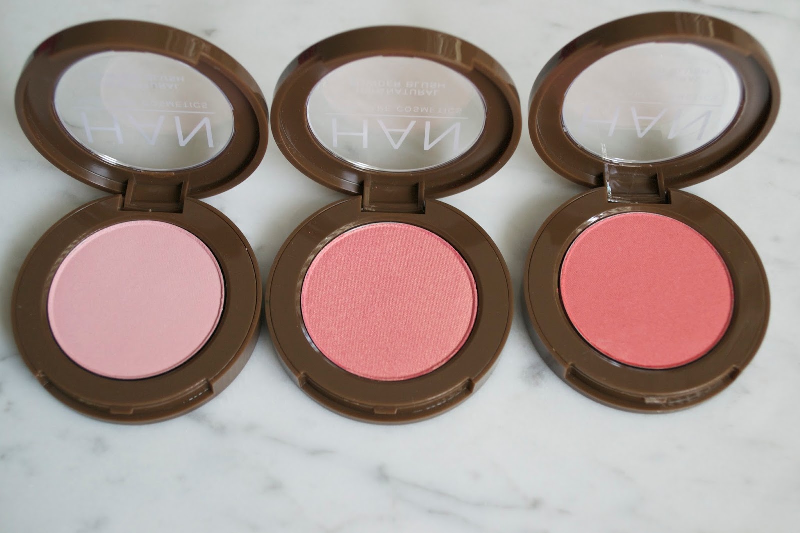 Aquaheart: HAN Skin Care Cosmetics Pressed Blushes - Swatches and Review