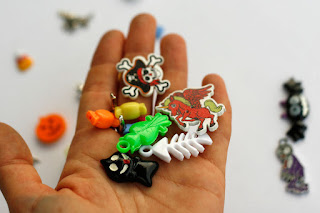 Halloween Theme ABC trinkets by TomToy, objects for alphabet I Spy Bag, mix of miniatures, charms, beads, buttons