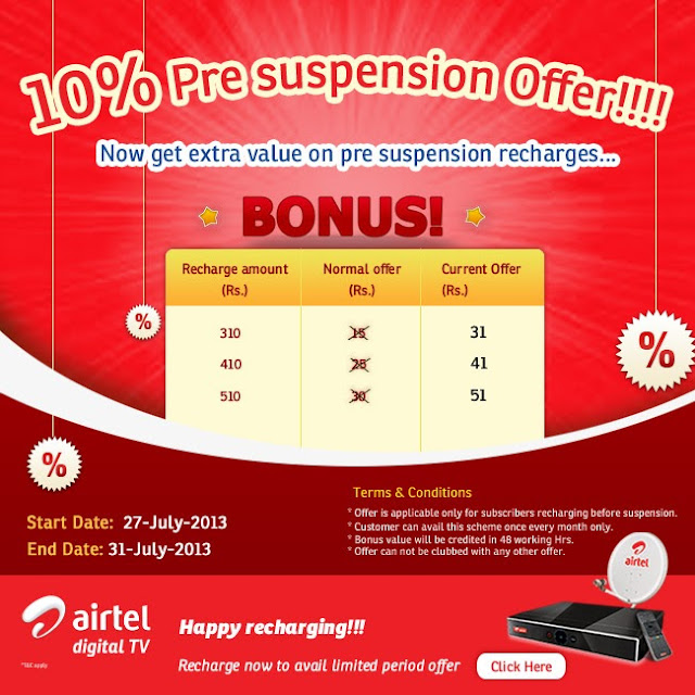 Airtel Digital TV Extra Bonus Offer 