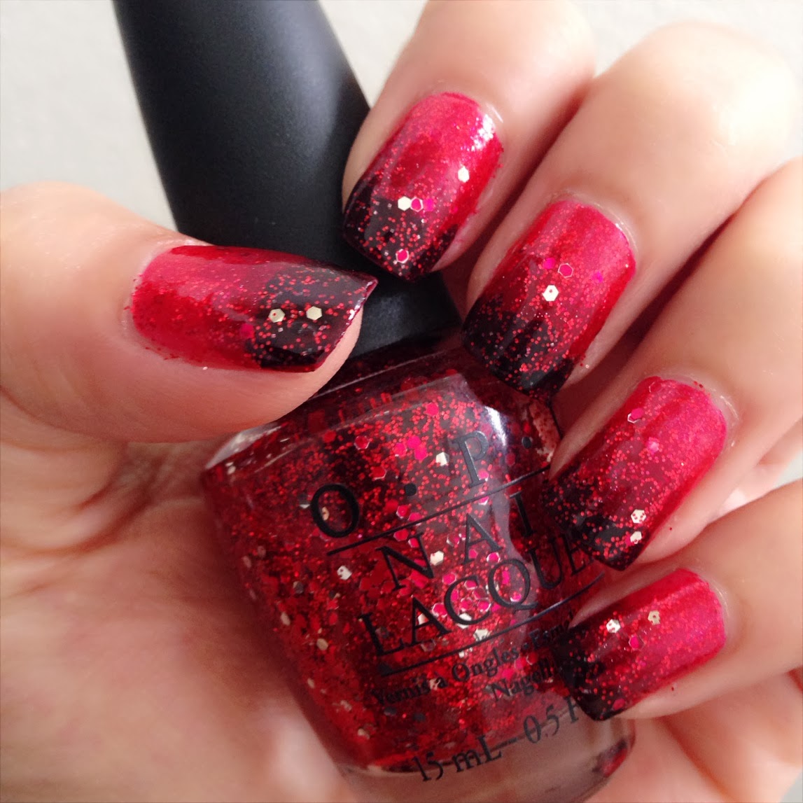 DSK Steph: Holiday Red Glitter Gradient Nails