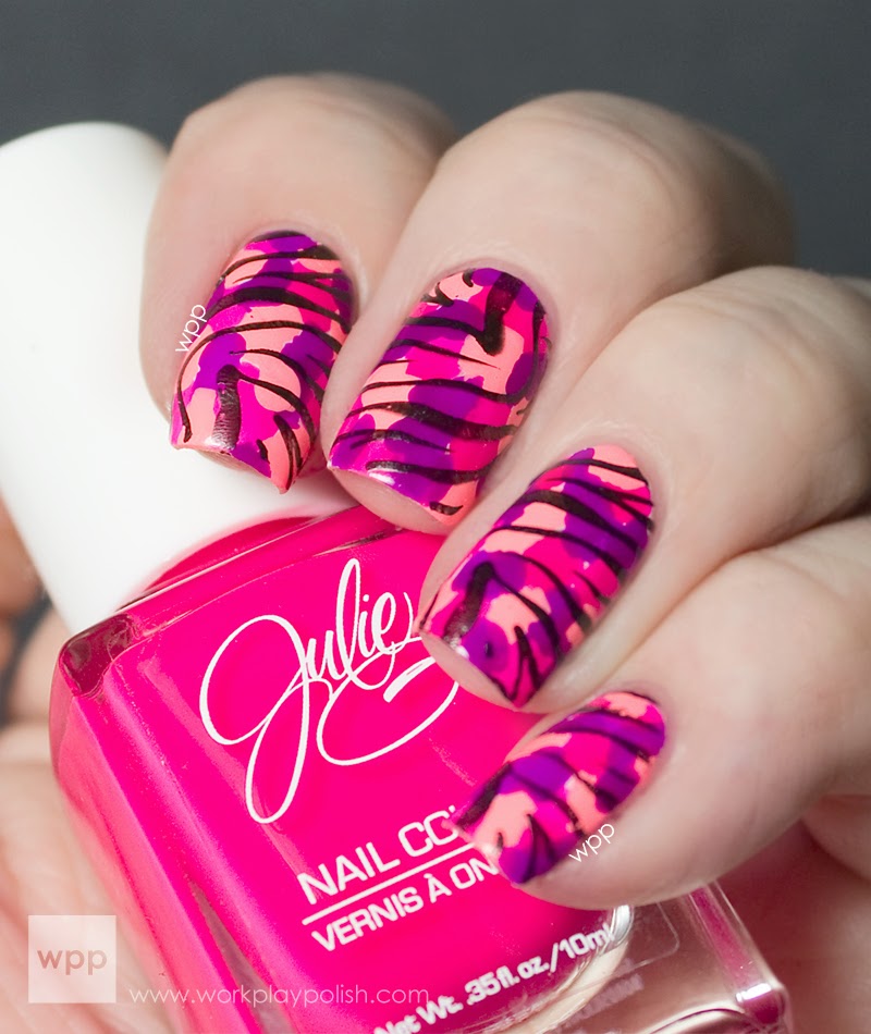 JulieG Splotchy Neon Zebra Print Nail Art