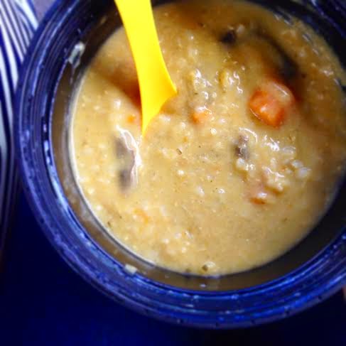 Homemade Creamy Chicken and Rice Soup in a Thermos