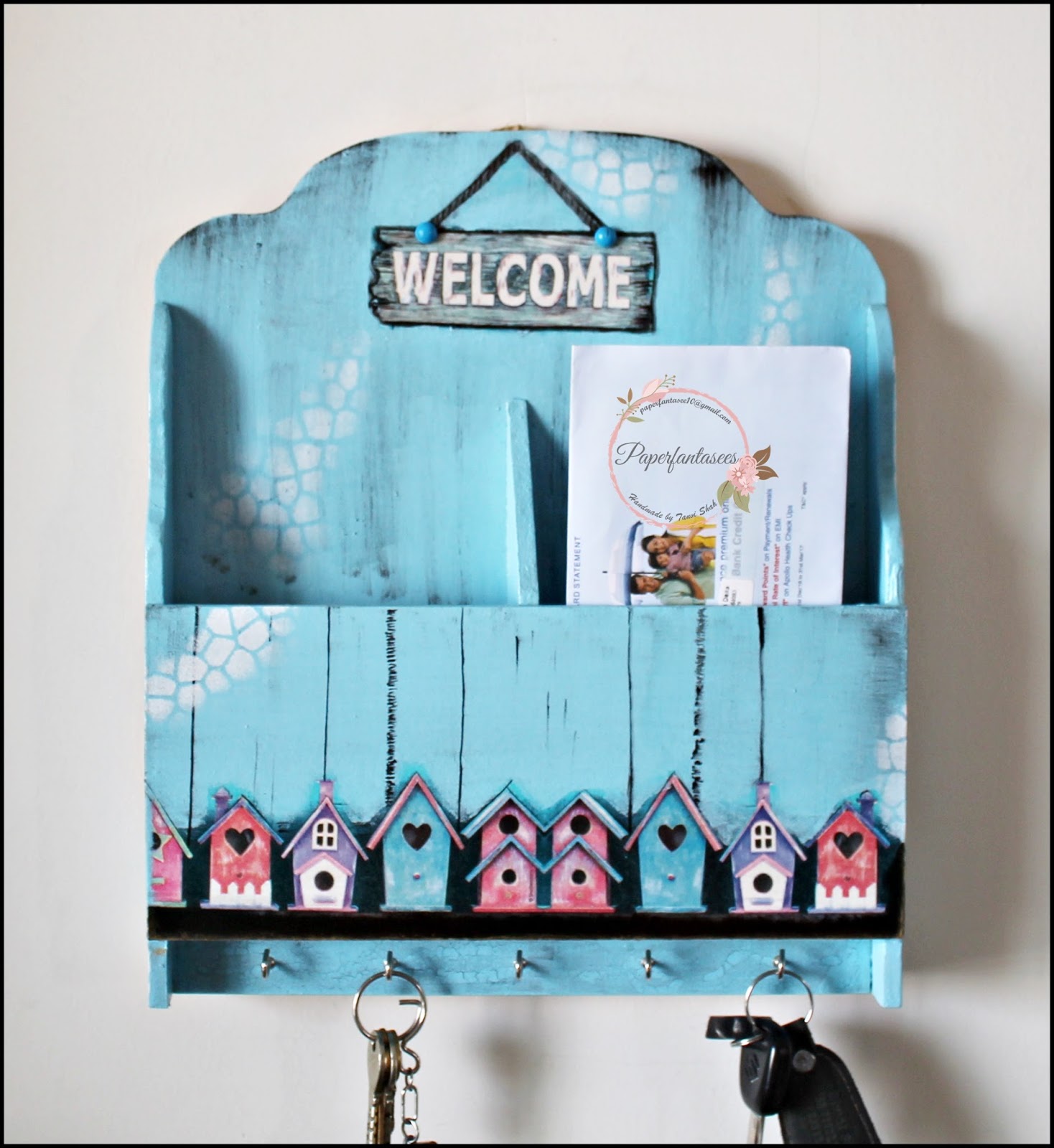 Paper Fantasees The Craft Blog Decoupage Letter cum Key Holder