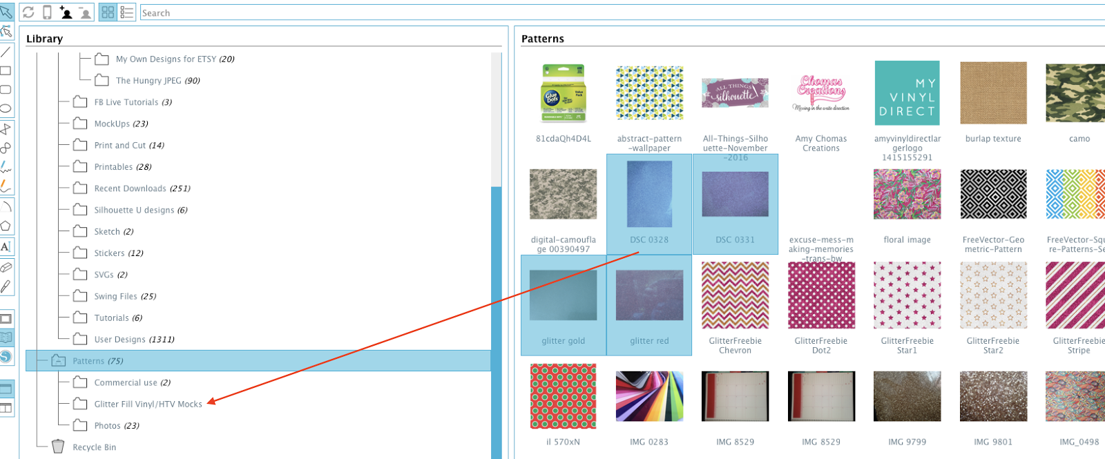 Organizing Patterns into SubFolders in the Silhouette Studio Library